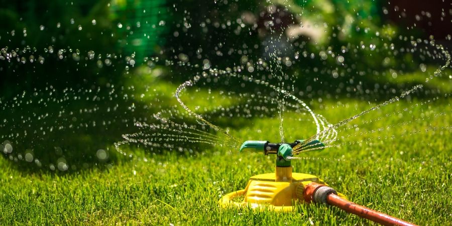 sprinkler over green grass