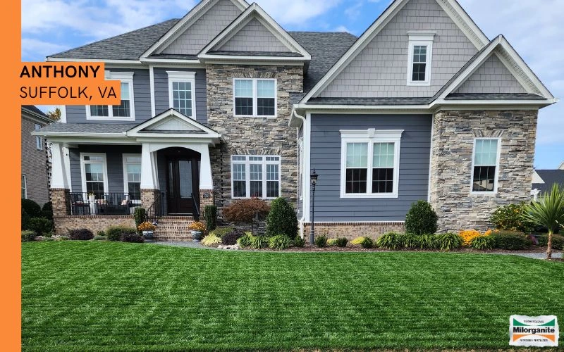 Green lawn Picture of Milorganite's ability to create healthy green grass.