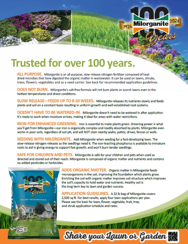 Milorganite Fertilizer Informational Handout Sheet