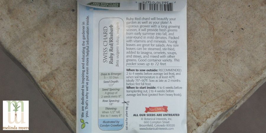 back of a seed packet