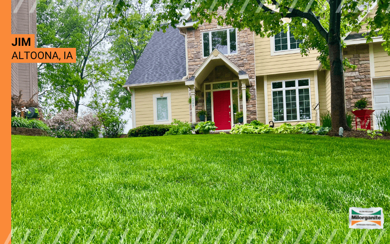 healthy and green lawn after using Milorganite fertilizer. 