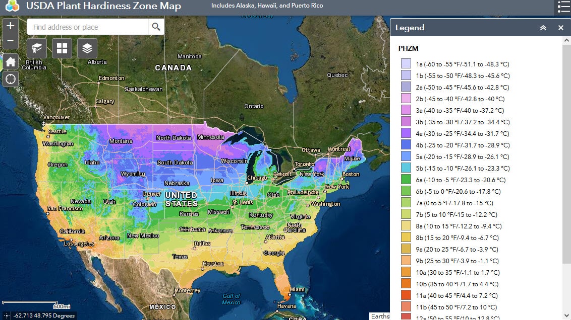 USDA Plant Hardiness Zone Map